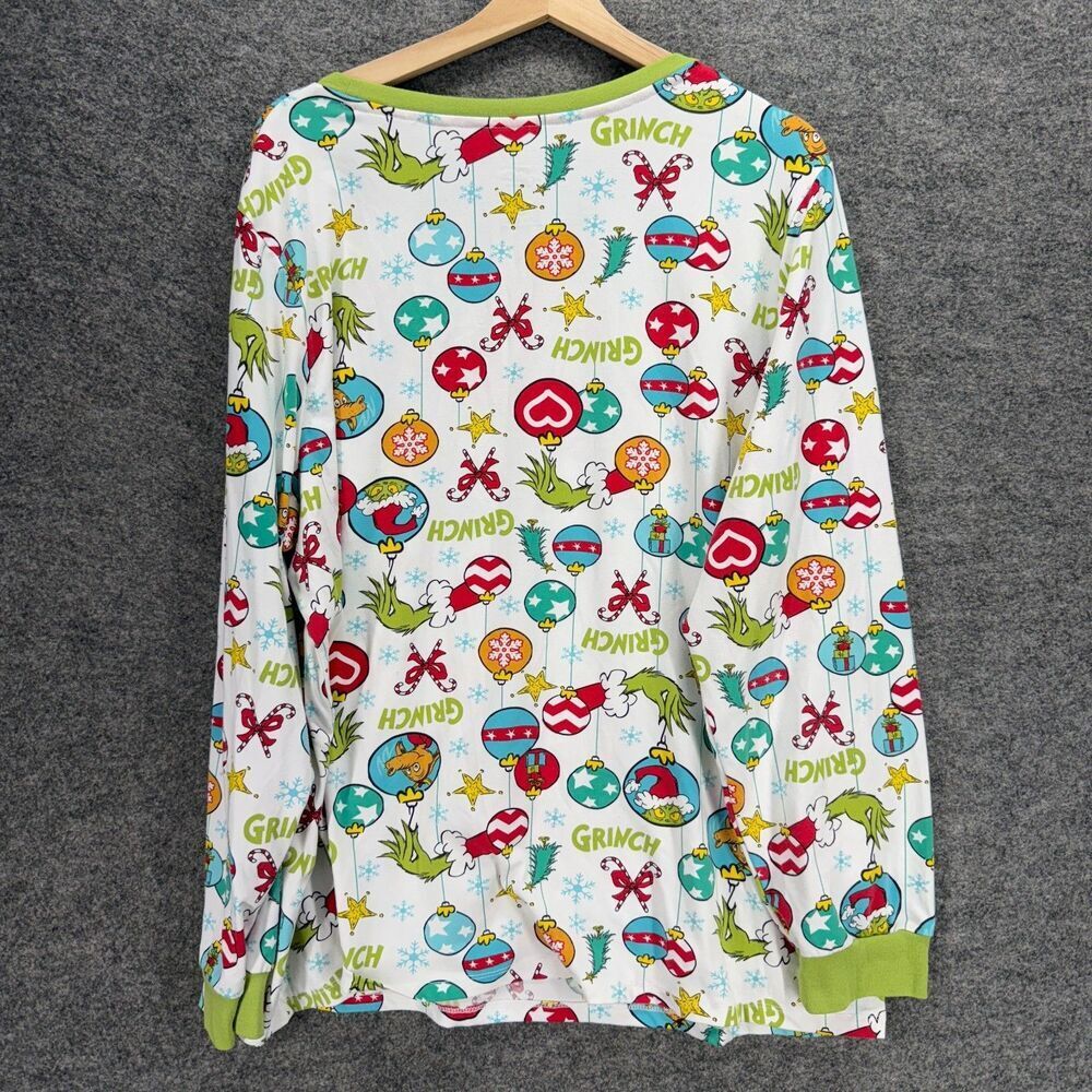 The Grinch Sleepshirt Women 2X Plus White Christmas Bauble Print Long Sleeve - Picture 2 of 7